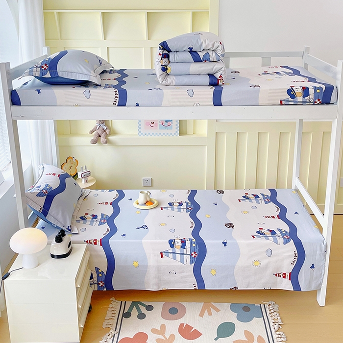 91家纺网 家纺一手货源 找家纺 春皖家纺 2025新款学生季全棉纯棉13070印花单床单 床单单件 海韵悠行