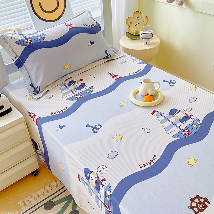 91家纺网 家纺一手货源 找家纺 春皖家纺 2025新款学生季全棉纯棉13070印花单床单 床单单件 海韵悠行