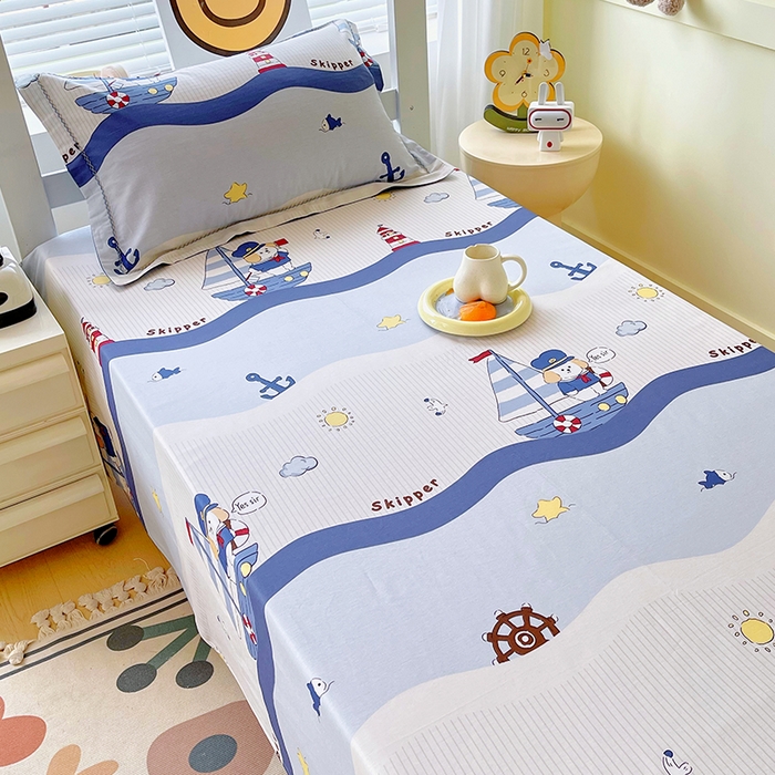 91家纺网 家纺一手货源 找家纺 春皖家纺 2025新款学生季全棉纯棉13070印花单床单 床单单件 海韵悠行