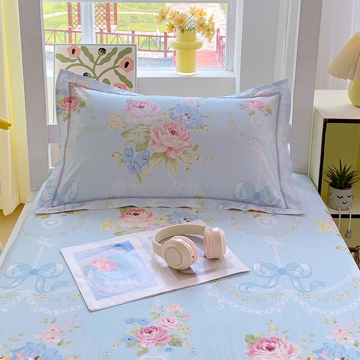 91家纺网 家纺一手货源 找家纺 春皖家纺 2025新款学生季全棉纯棉13070印花单床单 床单单件 花蝶柔依