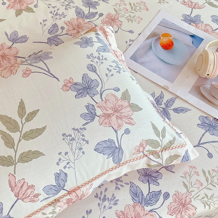 91家纺网 家纺一手货源 找家纺 春皖家纺 2025新款学生季全棉纯棉13070印花单床单 床单单件 花海之恋