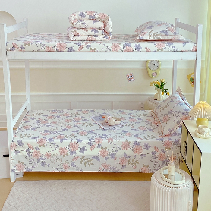 91家纺网 家纺一手货源 找家纺 春皖家纺 2025新款学生季全棉纯棉13070印花单床单 床单单件 花海之恋