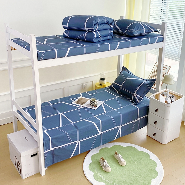 春皖家纺 2025新款学生季全棉纯棉13070印花单床单 床单单件 灰色逸彩