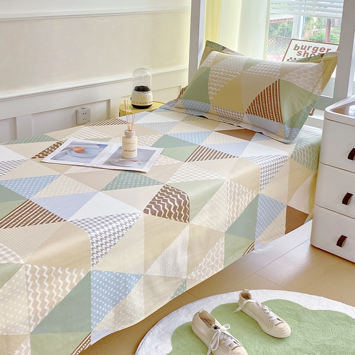 91家纺网 家纺一手货源 找家纺 春皖家纺 2025新款学生季全棉纯棉13070印花单床单 床单单件 菱角清辉