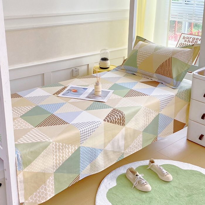 91家纺网 家纺一手货源 找家纺 春皖家纺 2025新款学生季全棉纯棉13070印花单床单 床单单件 菱角清辉