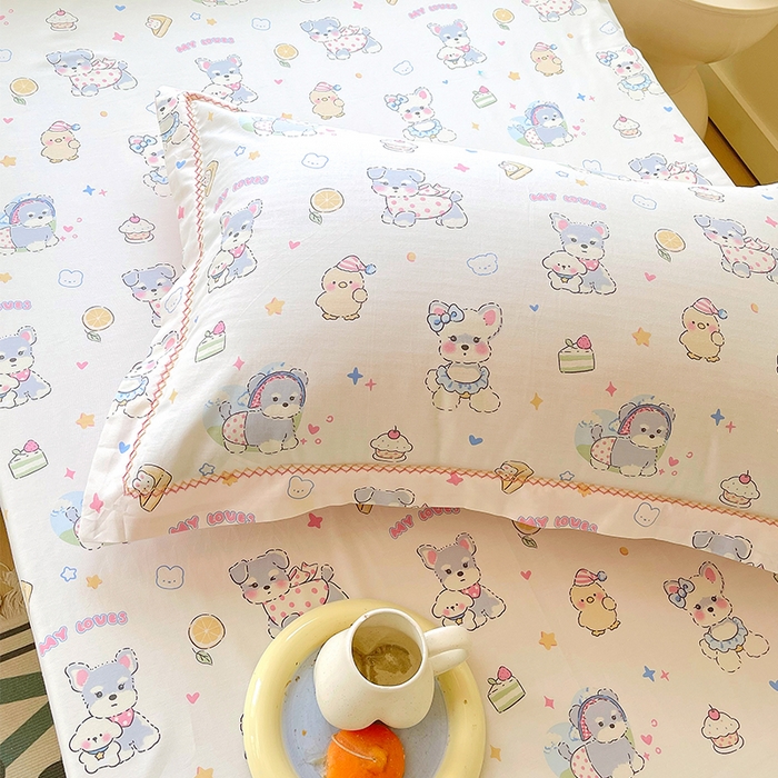 91家纺网 家纺一手货源 找家纺 春皖家纺 2025新款学生季全棉纯棉13070印花单床单 床单单件 萌韵瑞宝