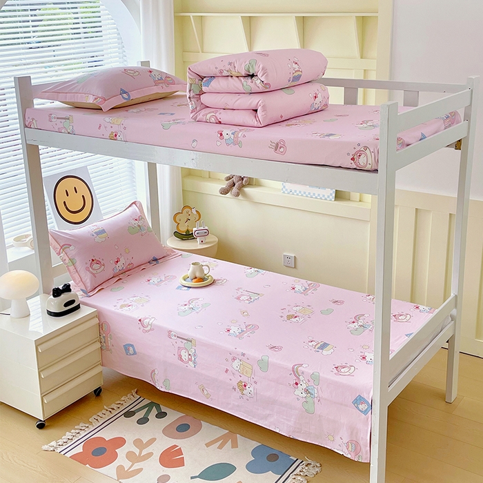 春皖家纺 2025新款学生季全棉纯棉13070印花单床单 床单单件 喵影彩虹