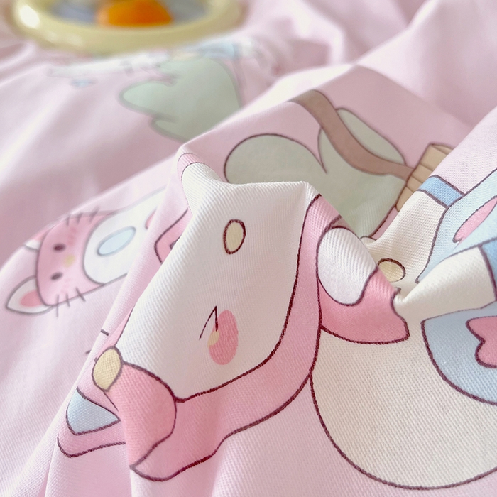 91家纺网 家纺一手货源 找家纺 春皖家纺 2025新款学生季全棉纯棉13070印花单床单 床单单件 喵影彩虹