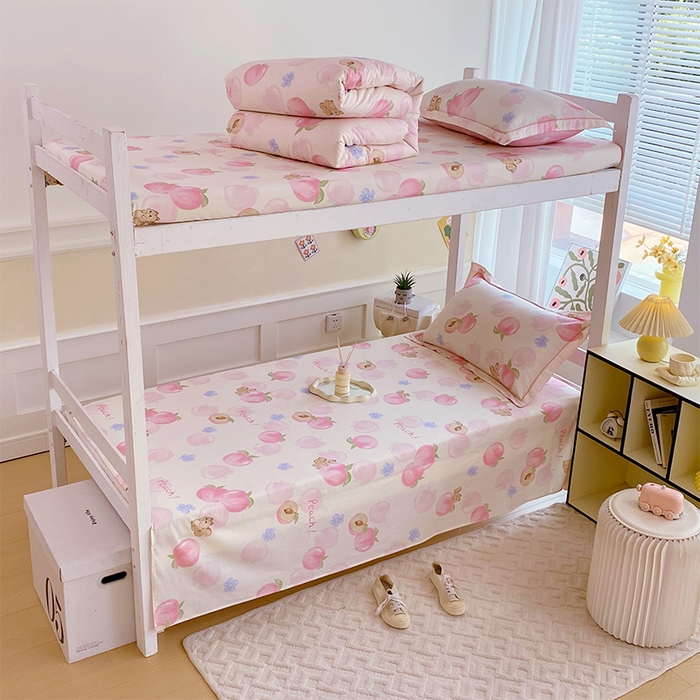 春皖家纺 2025新款学生季全棉纯棉13070印花单床单 床单单件 松鼠摘桃