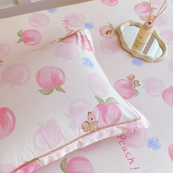 91家纺网 家纺一手货源 找家纺 春皖家纺 2025新款学生季全棉纯棉13070印花单床单 床单单件 松鼠摘桃