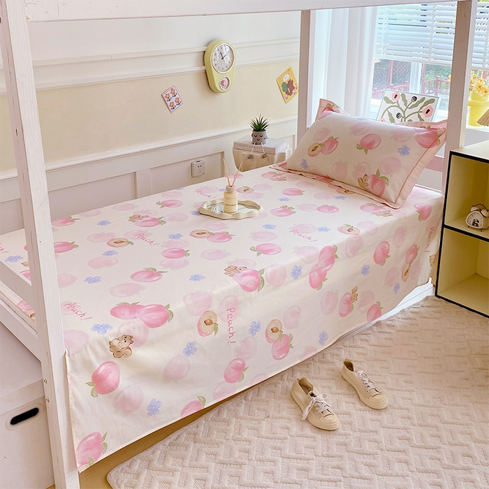 91家纺网 家纺一手货源 找家纺 春皖家纺 2025新款学生季全棉纯棉13070印花单床单 床单单件 松鼠摘桃