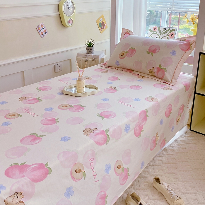 91家纺网 家纺一手货源 找家纺 春皖家纺 2025新款学生季全棉纯棉13070印花单床单 床单单件 松鼠摘桃