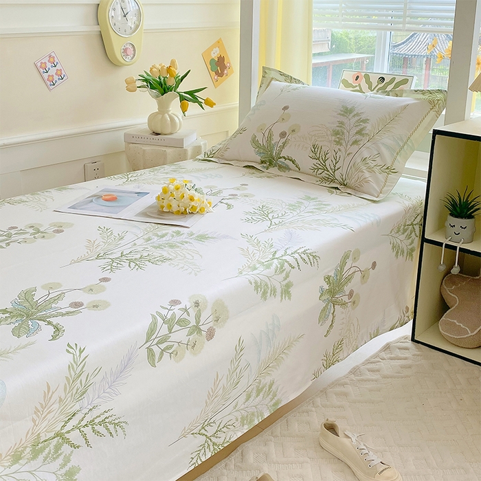 91家纺网 家纺一手货源 找家纺 春皖家纺 2025新款学生季全棉纯棉13070印花单床单 床单单件 仙草绮梦