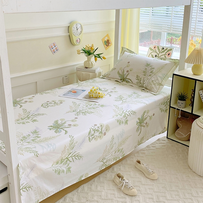 91家纺网 家纺一手货源 找家纺 春皖家纺 2025新款学生季全棉纯棉13070印花单床单 床单单件 仙草绮梦