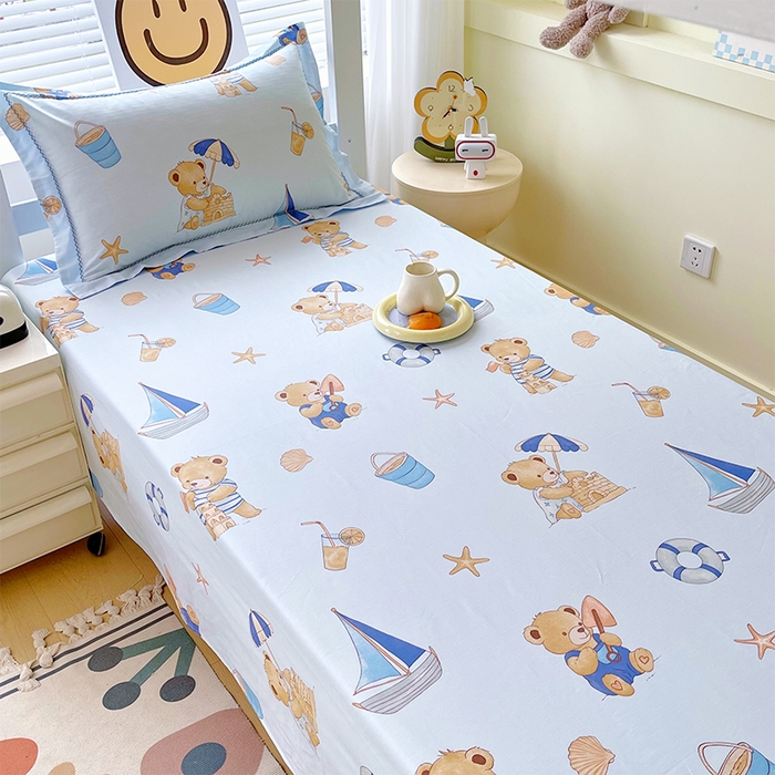 91家纺网 家纺一手货源 找家纺 春皖家纺 2025新款学生季全棉纯棉13070印花单床单 床单单件 休闲假日