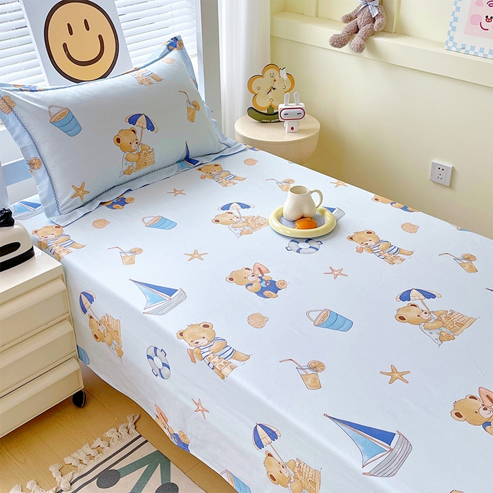 91家纺网 家纺一手货源 找家纺 春皖家纺 2025新款学生季全棉纯棉13070印花单床单 床单单件 休闲假日