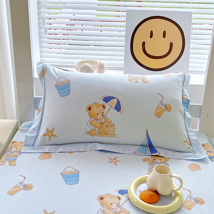 91家纺网 家纺一手货源 找家纺 春皖家纺 2025新款学生季全棉纯棉13070印花单床单 床单单件 休闲假日