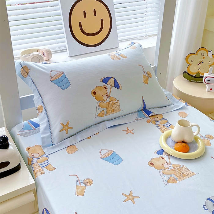 91家纺网 家纺一手货源 找家纺 春皖家纺 2025新款学生季全棉纯棉13070印花单床单 床单单件 休闲假日