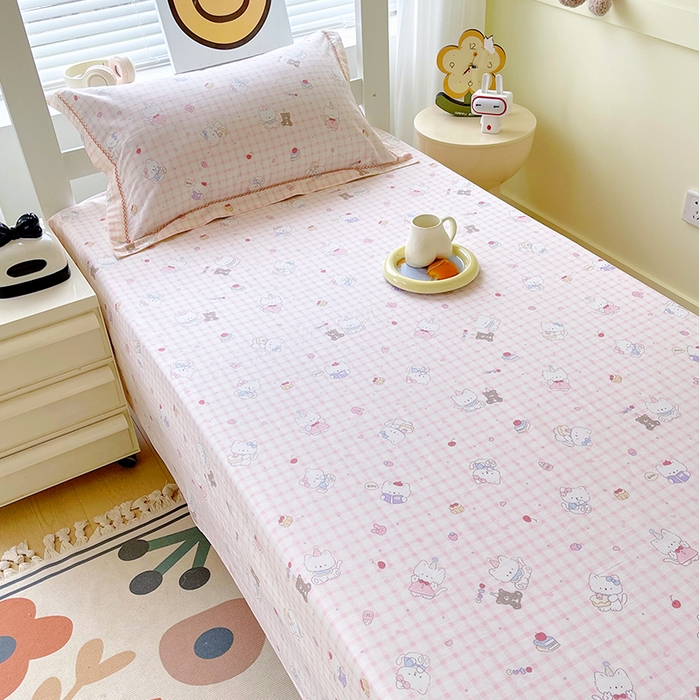 91家纺网 家纺一手货源 找家纺 春皖家纺 2025新款学生季全棉纯棉13070印花单床单 床单单件 雪韵精灵