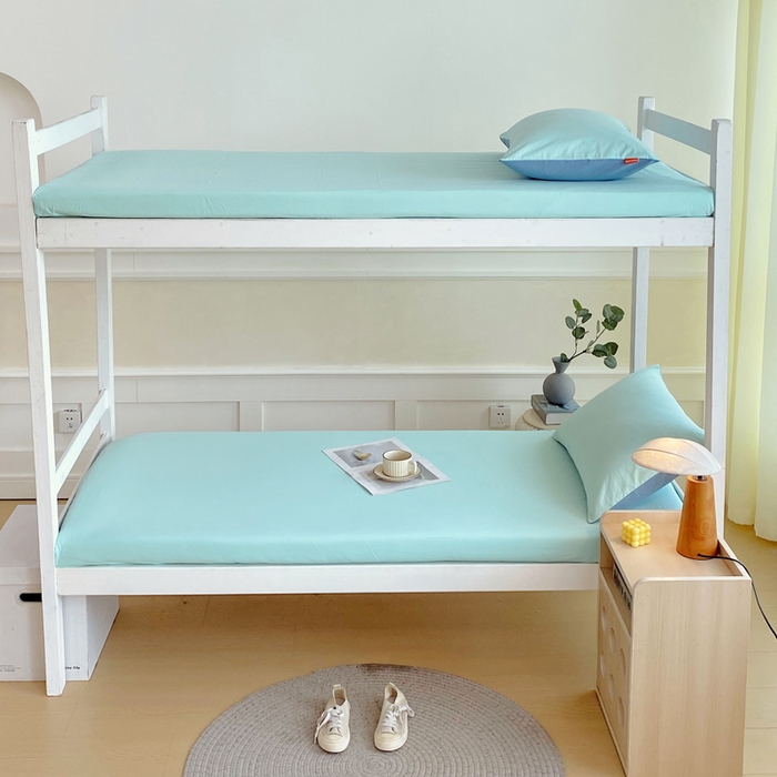 91家纺网 家纺一手货源 找家纺 春皖家纺 2025新款双拼A类水洗棉系列-单床笠 素雅翠兰