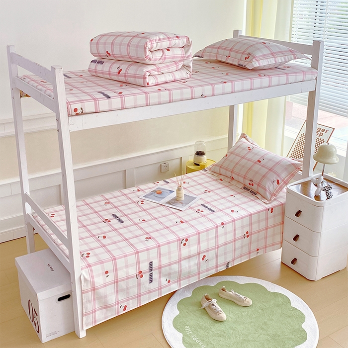 春皖家纺 2025新款学生季全棉纯棉13070印花单床单 床单单件 樱红瑞彩