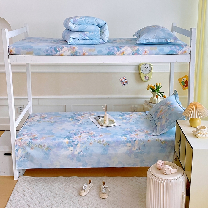 91家纺网 家纺一手货源 找家纺 春皖家纺 2025新款学生季全棉纯棉13070印花单床单 床单单件 玉蝶逐香