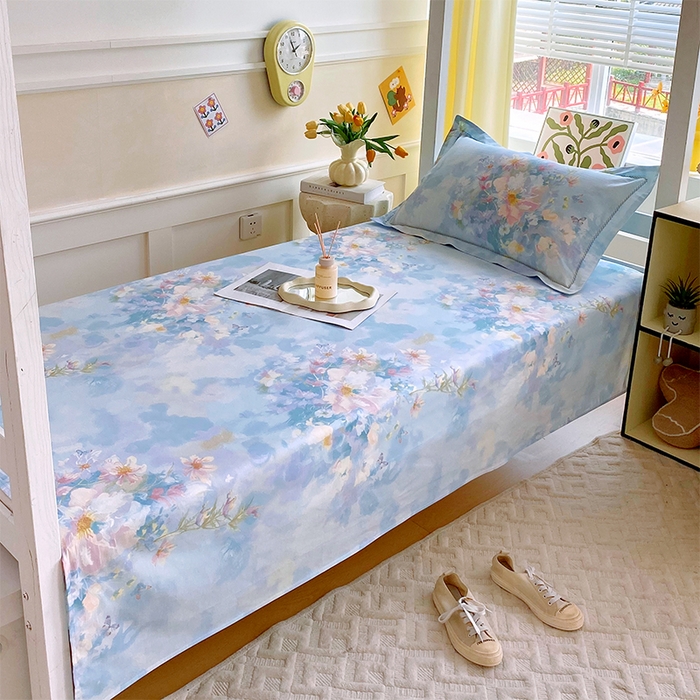 91家纺网 家纺一手货源 找家纺 春皖家纺 2025新款学生季全棉纯棉13070印花单床单 床单单件 玉蝶逐香