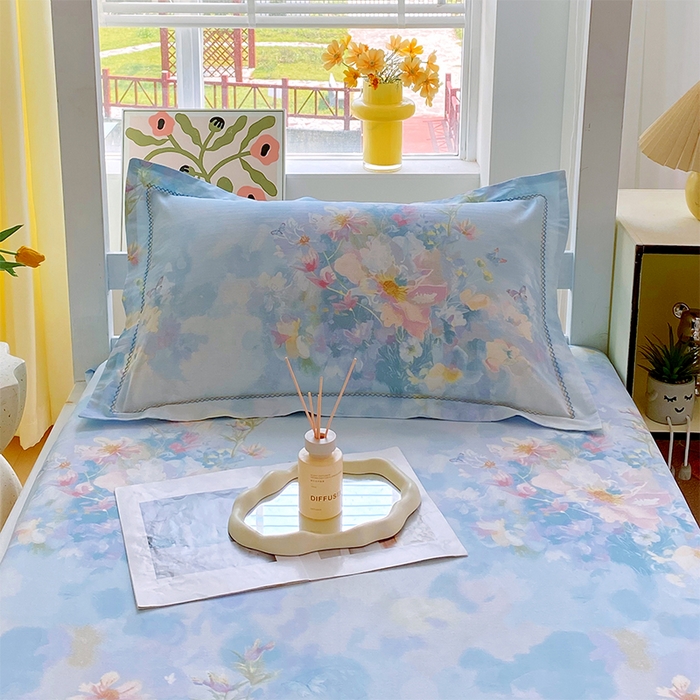 91家纺网 家纺一手货源 找家纺 春皖家纺 2025新款学生季全棉纯棉13070印花单床单 床单单件 玉蝶逐香