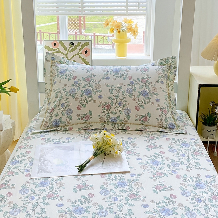 91家纺网 家纺一手货源 找家纺 春皖家纺 2025新款学生季全棉纯棉13070印花单床单 床单单件 紫韵垂梦