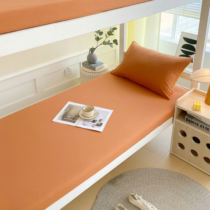 春皖家纺 2025新款双拼A类水洗棉系列-单床笠 素雅焦糖