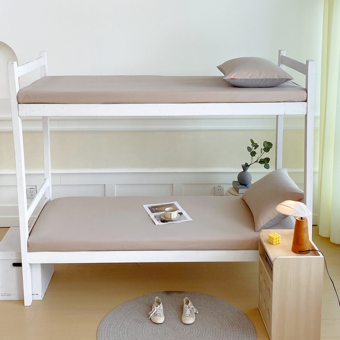 91家纺网 家纺一手货源 找家纺 春皖家纺 2025新款双拼A类水洗棉系列-单床笠 素雅卡其