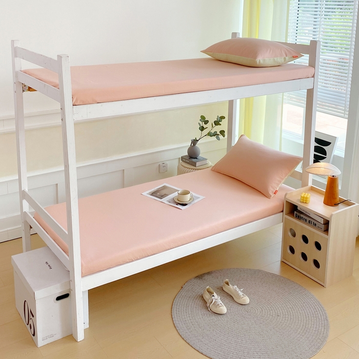 91家纺网 家纺一手货源 找家纺 春皖家纺 2025新款双拼A类水洗棉系列-单床笠 素雅浅玉