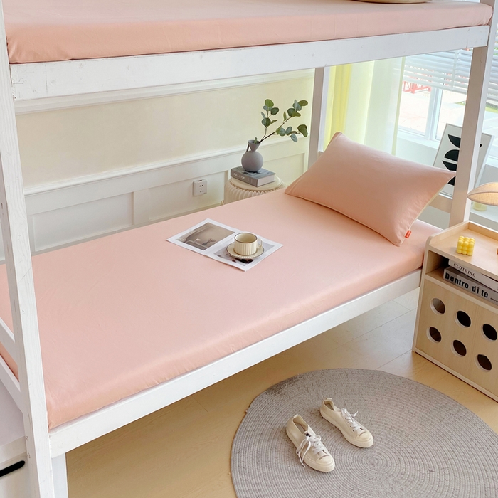 91家纺网 家纺一手货源 找家纺 春皖家纺 2025新款双拼A类水洗棉系列-单床笠 素雅浅玉