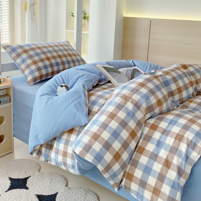 91家纺网 家纺一手货源 找家纺 （总）春皖家纺 2025新款AB棉全棉亲肤水洗棉学生三件套四件套