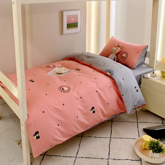 91家纺网 家纺一手货源 找家纺 水妙家纺 2025新款A类全棉学生宿舍二合一子母被海绵床垫六件套床单五件套纯棉三件套可定制 星星点点