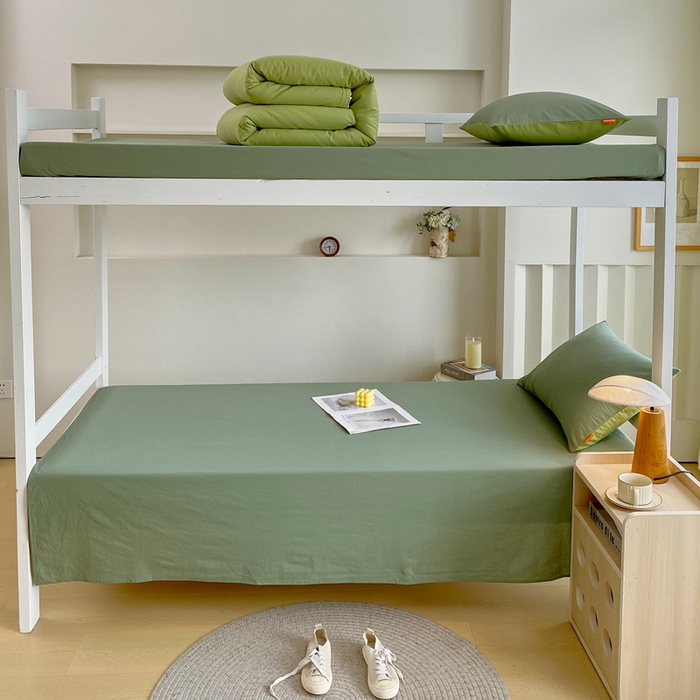 91家纺网 家纺一手货源 找家纺 （总）春皖家纺 2025新款学生季A类双拼水洗棉小清新学生宿舍三件套上下铺三件套