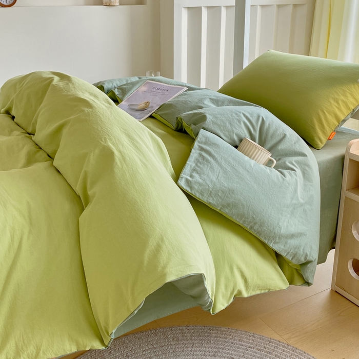 91家纺网 家纺一手货源 找家纺 （总）春皖家纺 2025新款学生季A类双拼水洗棉小清新学生宿舍三件套上下铺三件套