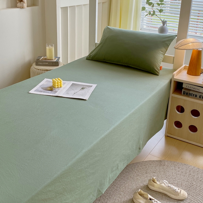 91家纺网 家纺一手货源 找家纺 （总）春皖家纺 2025新款学生季A类双拼水洗棉小清新学生宿舍三件套上下铺三件套