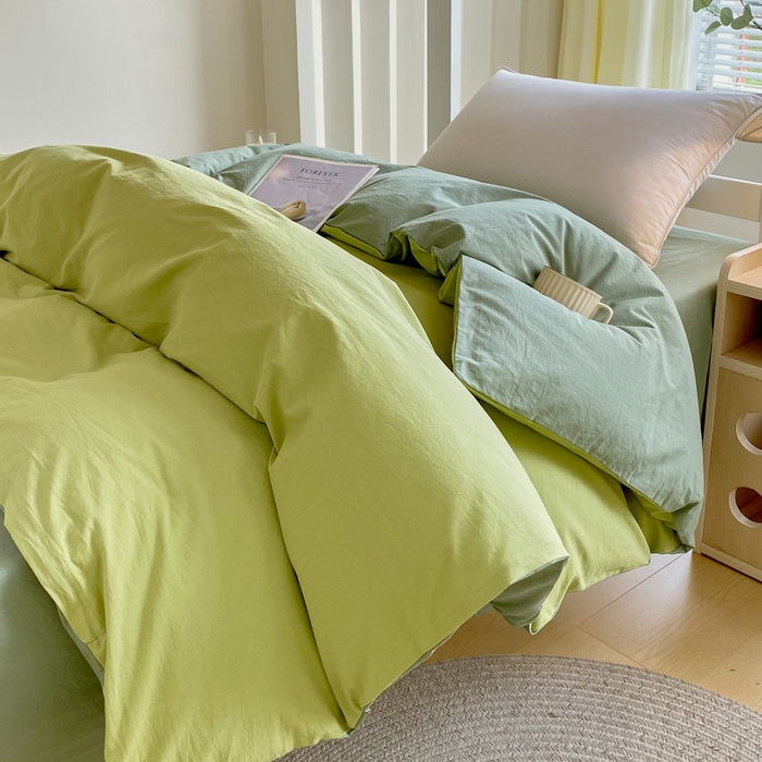 91家纺网 家纺一手货源 找家纺 （总）春皖家纺 2025新款学生季A类双拼水洗棉小清新学生宿舍三件套上下铺三件套