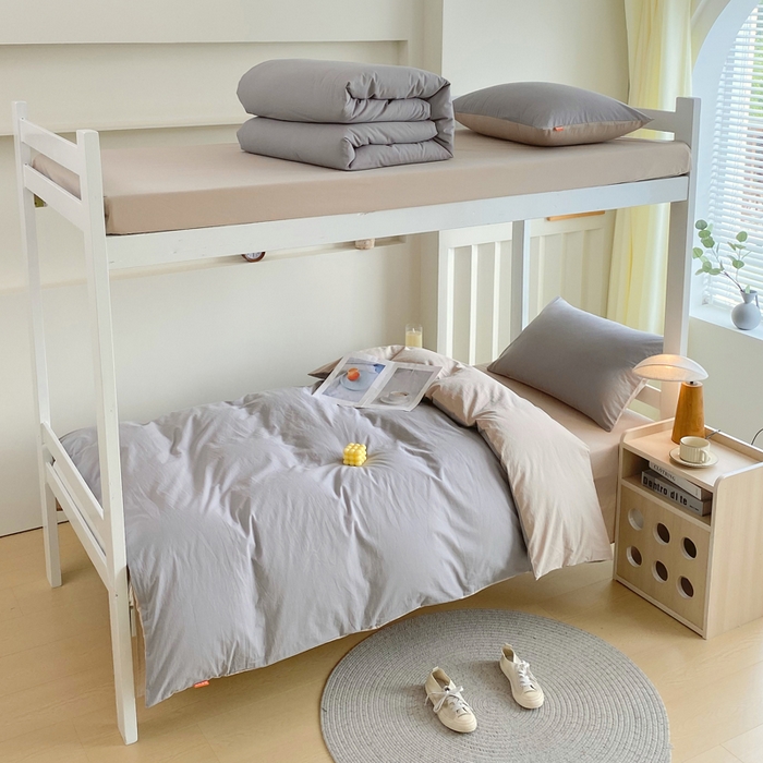 91家纺网 家纺一手货源 找家纺 （总）春皖家纺 2025新款学生季A类双拼水洗棉小清新学生宿舍三件套上下铺三件套