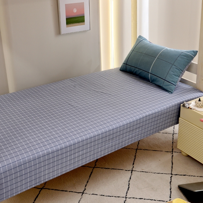 91家纺网 家纺一手货源 找家纺 水妙家纺 2025新款A类全棉学生宿舍二合一子母被海绵床垫六件套床单五件套纯棉三件套可定制 宇格-蓝