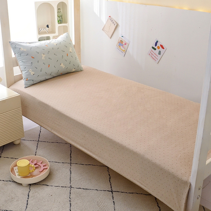 91家纺网 家纺一手货源 找家纺 水妙家纺 2025新款A类全棉学生宿舍二合一子母被海绵床垫六件套床单五件套纯棉三件套可定制 长耳兔-蓝