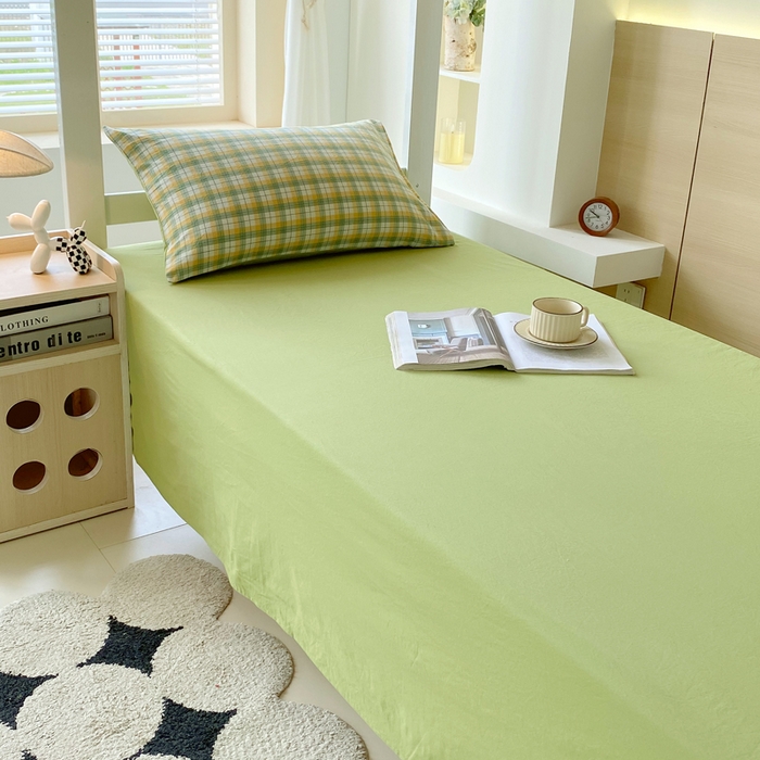 91家纺网 家纺一手货源 找家纺 春皖家纺 2025新款AB棉全棉亲肤水洗棉学生三件套四件套 栗木-芒格