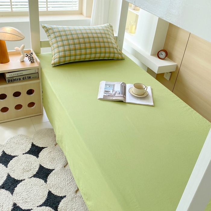 91家纺网 家纺一手货源 找家纺 春皖家纺 2025新款AB棉全棉亲肤水洗棉学生三件套四件套 栗木-芒格