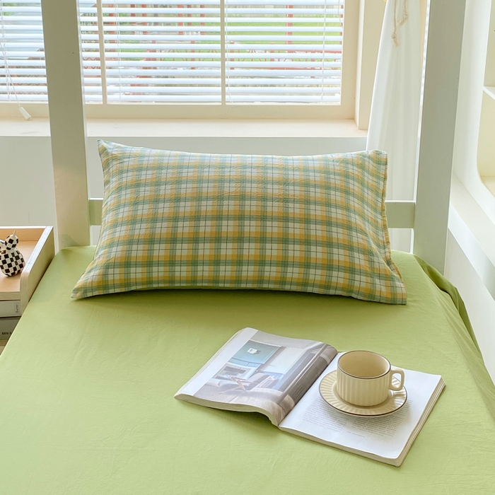 91家纺网 家纺一手货源 找家纺 春皖家纺 2025新款AB棉全棉亲肤水洗棉学生三件套四件套 栗木-芒格