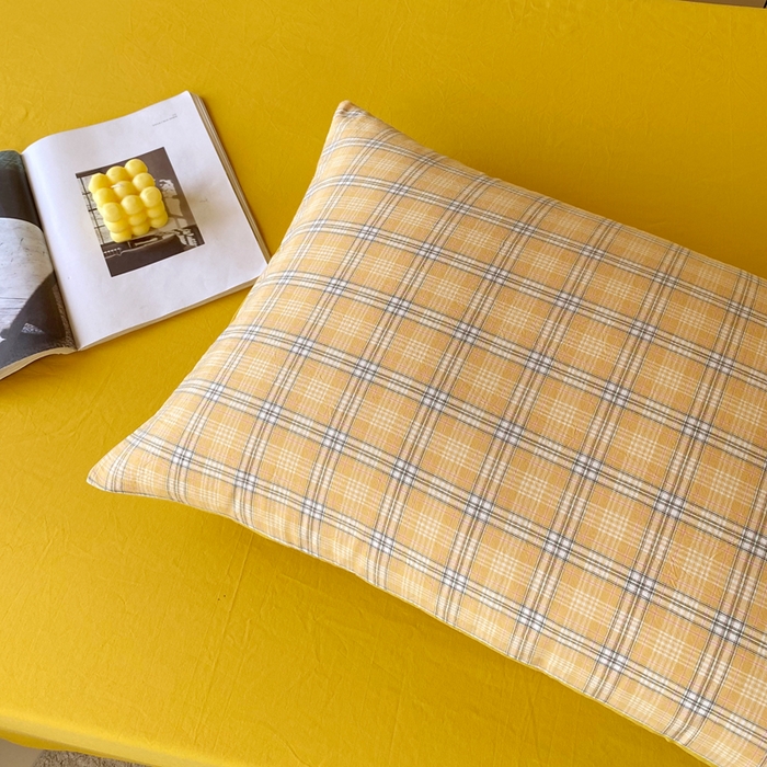 91家纺网 家纺一手货源 找家纺 春皖家纺 2025新款AB棉全棉亲肤水洗棉学生三件套四件套 素雅-黄条