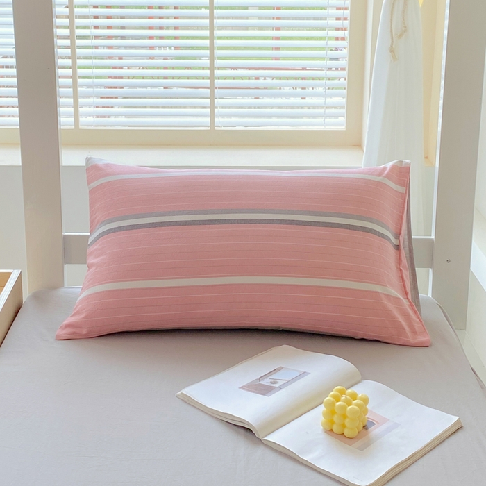 91家纺网 家纺一手货源 找家纺 春皖家纺 2025新款AB棉全棉亲肤水洗棉学生三件套四件套 素雅-蔻粉