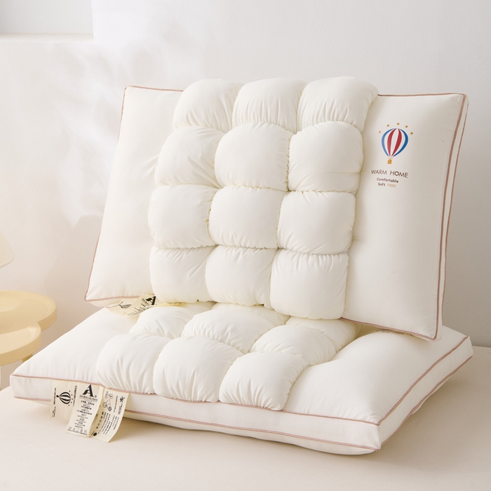 91家纺网 家纺一手货源 找家纺 金牛枕芯 2025新款热气球枕头成人家用学生枕菠萝枕头枕芯 白色--热汽球面包枕 48x74cm单枕/只