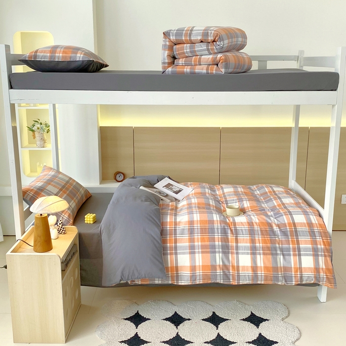 91家纺网 家纺一手货源 找家纺 春皖家纺 2025新款AB棉全棉亲肤水洗棉学生三件套四件套 素雅-莱恩