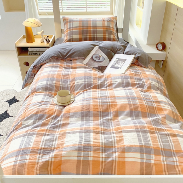 91家纺网 家纺一手货源 找家纺 春皖家纺 2025新款AB棉全棉亲肤水洗棉学生三件套四件套 素雅-莱恩